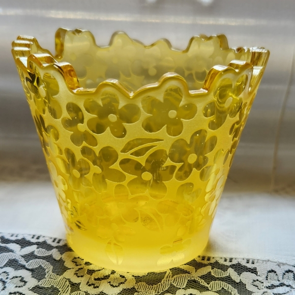 Accents Vintage Yellow Glass Votive Candle Holder Poshmark